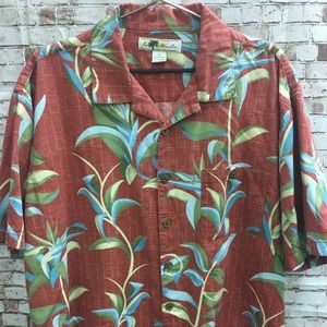 Joe Marlin Hawaiian Button Up Modern Red Shirt XL